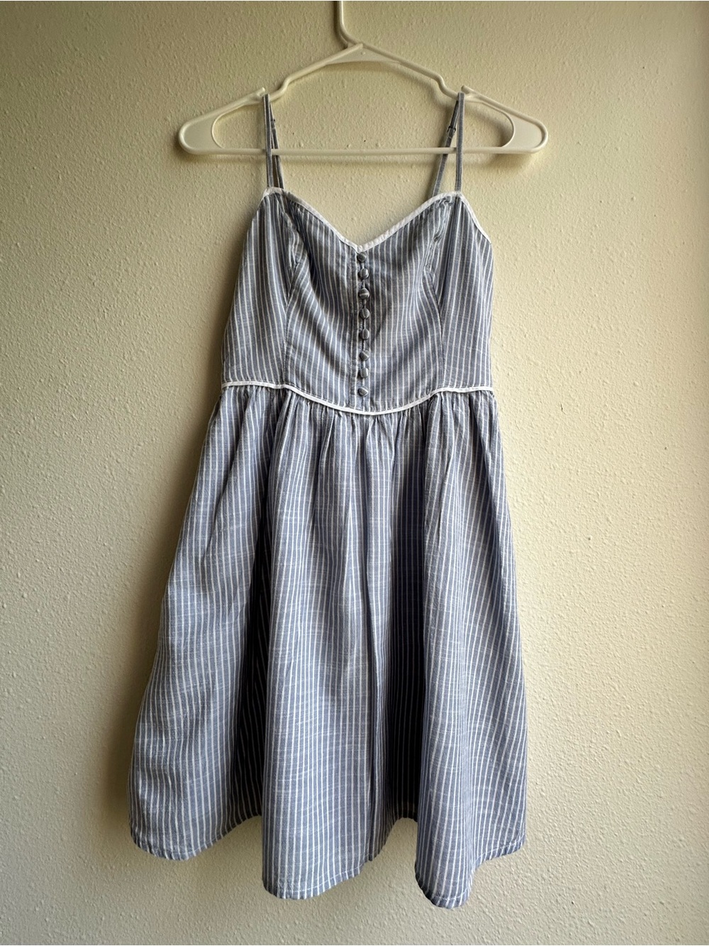 Abercrombie & Fitch Blue and White Striped Sundress with Button Front